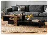 2-Tier Modern Geometric Coffee Table Engineered Wood Low Center Table with Storage Shelf, Waterproof 47020123