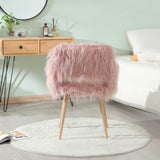 ZUN PINK Faux Fur Upholstered Make up chair Side Dining Chair with Metal Leg W2069P174779