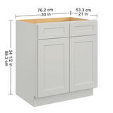 30"in. W x 21"in. D x 34.5"in. H in Shaker Dove Plywood Ready to Assemble Floor Vanity Sink Base T3210P297526