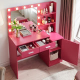 ZUN Vanity Desk with Mirror and Lights, 46.4IN Dressing Table with 2 Large Drawer&Large Vertical 04825507