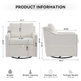 011-Teddy Fabric 360&deg Swivel Accent Chair with Upholstered,One Back Pillow,Armrest with Rivets W527P190834