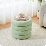 Round Storage Ottoman, Modern Sherpa Footstool, Teddy Vanity Stool with Flip-Top 83555734