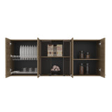 Superior 150 Wall Cabinet With Glass, Four Interior Shelves, Two Double Door Natural Oak B200P286978