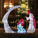 VINGLI 3.7FT Lighted 2D Nativity Scene Outdoor Christmas Decorations, with 170 White LED Lights and 96286424