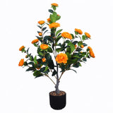 Artificial Camellia Tree 2 Pack, 36"Faux Camellia in Pot with Orange Flowers, Greenery Potted W2641P314787