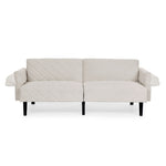 ZUN Velvet Futon Couch Convertible Folding Sofa Bed Tufted Couch with Adjustable Armrests for Apartment W1413P147473