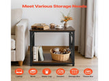 2-Tier Square Side Table with Open Shelves, Modern Nightstand with X-Design Metal Frame, Wooden 94576506