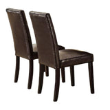 ZUN Set of 2pc Chairs Breakfast Dining Dark Brown PU / Faux Leather Tufted Upholstered Chair HSESF00F1078