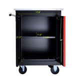 ZUN DOUBLE-DOOR CLAPBOARDl MULTI-FUNCTION TOOL CART--BLAK&RED W1102P245240