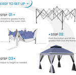 ZUN Outdoor 11x 11Ft Pop Up Gazebo Canopy With Removable Zipper Netting,2-Tier Soft Top Event W419P168164