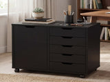 5-Drawer Rolling File Cabinet on Wheels, Wood Printer Stand with Storage Drawers for Home Office, 48695732