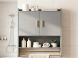 Gray Wall Mounted Bathroom Storage Cabinet Towel Rack & Side Hook, Over Toilet Medicine Cabinet 59407293