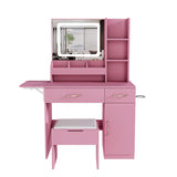 Vanity Desk with LED Mirror Lights and Power Outlet Charging Station, Makeup Dressing Table with 3 93490153