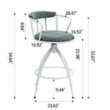 26'' Swivel Counter Height Bar Stool, Set of 2- Fabric Seat with Metal Frame, Modern Industrial 22087354
