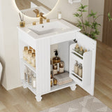 24" Bathroom Vanity with Sink, Bathroom Cabinet with Door Shelf, Side Open Storage, Solid Wood N759P293645K