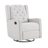 ZUN Milah Tufted Swivel Glider Recliner In Light Gray Fabric 601GR-WGR