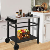Stainless Steel Flattop Grill Cart, Movable BBQ Trolley Food Prep Cart, Multifunctional Worktable 87068651