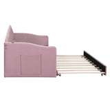Twin size Upholstered Daybed with Trundle ,Velvet Sofabed with USB Charging Ports,No Box-spring 50376681