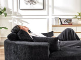 55'L Polyester Sponge single sofa,No Assembly Required,Fluffy Modern Sleeper Chair for Living room, W834P431153