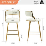 (SET of 2) 26'' Counter height bar stools Corduroy kitchen island counter bar stool with back,golden W2215P195291