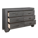 Wooden Bedroom Furniture Gray Finish 1pc Dresser of 6x Drawers Contemporary Design Rustic Aesthetic B011118703