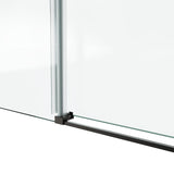 60*76" Fixed & Sliding Shower Door, Round Tube Hardware, Clear Glass Shower Door, 3/8 SGCC 17424955