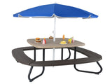 Kids Picnic Table Outdoor Activity Table With Umbrella -Brown 02015842