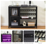 ZUN Bar Cabinet,Wine Bar Cabinet,Liquor Storage Credenza,Sideboard with Wine Racks & Stemware W679P147858