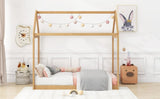 Twin Size Wooden House Bed, Wood Color N716P227423D