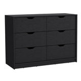 ZUN Basilea 4 Drawers Double Dresser with 2 pull down Cabinets Black B070P214577