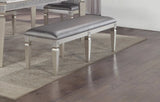 1-Pc Modern Glam Long Bench Upholstered Seat Sparkling Embellishments Silver Gray Finish Furniture B011130714