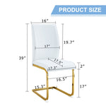 ZUN Luxury Simple Arch Chair - Set of 4 White PU Material High Resilience Dining Chair with Arched Metal W1151P154873