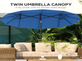 Outsunny 9.5' Double-sided Patio Umbrella with 3 Air Vents, Tilt and Crank, Outdoor Umbrella, Navy W2225P485595
