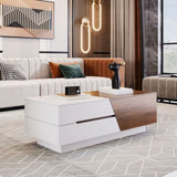 Modern Extendable Sliding Top Coffee Table with Storage in White&Walnut WF308184AAD
