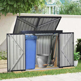 Garbage Bin Shed Stores 2 Trash Cans Metal Outdoor Bin Shed for Garbage Storage,Stainless Galvanized W540P309824