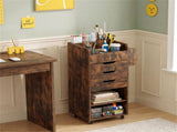 Rolling Craft Storage Cart with 3 Drawers & Adjustable Shelves, Mobile Wrapping Paper Organizer with 90879404