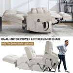 ZUN Dual Motor Heat Massage Infinite Position Up to 350 LBS Electric Power Lift Recliners with W1803P251220