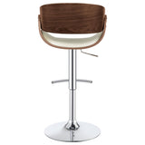 ZUN Ecru and Chrome Adjustable Bar Stool B062P153493