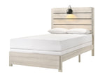 ZUN 1pc Rustic Style Butcher Block Finish Weathered Cream White Finish Full Size Bed w/ Lamp Wooden B011P231380