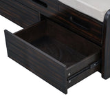 ZUN TREXM Rustic Storage Bench with 2 Drawers, Hidden Storage Space, and 3 False Drawers at the Top, WF323695AAP