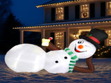 9.8 FT Lighted Christmas Inflatable Decoration, Large Inflatable Lying Snowman, Funny Blow Up Yard 20613284