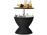 Black Outdoor Imitation Rattan Ice Cooler Side Table 8Gal 2-Height Adjustable with Drain Plug 19316961