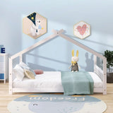 Full Size House Bed Wood Bed, White N708P182786K