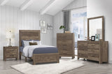 Simple Look Rustic Brown Finish 1pc Chest of 5x Drawers Black Metal Hardware Bedroom Furniture B01153395
