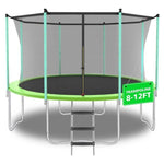 ZUN 12ft Green Outdoor Toddler Trampoline with Enclosure Safety Net Jumping Fun Trampoline, heavy-duty 31935838