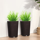 ZUN 2 Pack Outdoor Tall Plastic Planter Set, Large Flower Pots with Drainage Holes, Durable Plant Pots 24282110