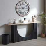 Modern Minimalist Console Table with Black Arch Base and Natural Wood Top,66in Length Console W2729P199007