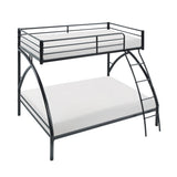 Black Metal Frame Twin/Full Bunk Bed, Youth Bed, Youth Bedroom Furniture, Easy Assembly B011P248590