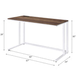 ZUN Walnut and White Writing Desk with USB Port B062P209214