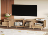 Boho TV Stand for 65, 75, 85 Inch TV, Entertainment Center with Open Storage and Drawers, Modern N710P339452P
